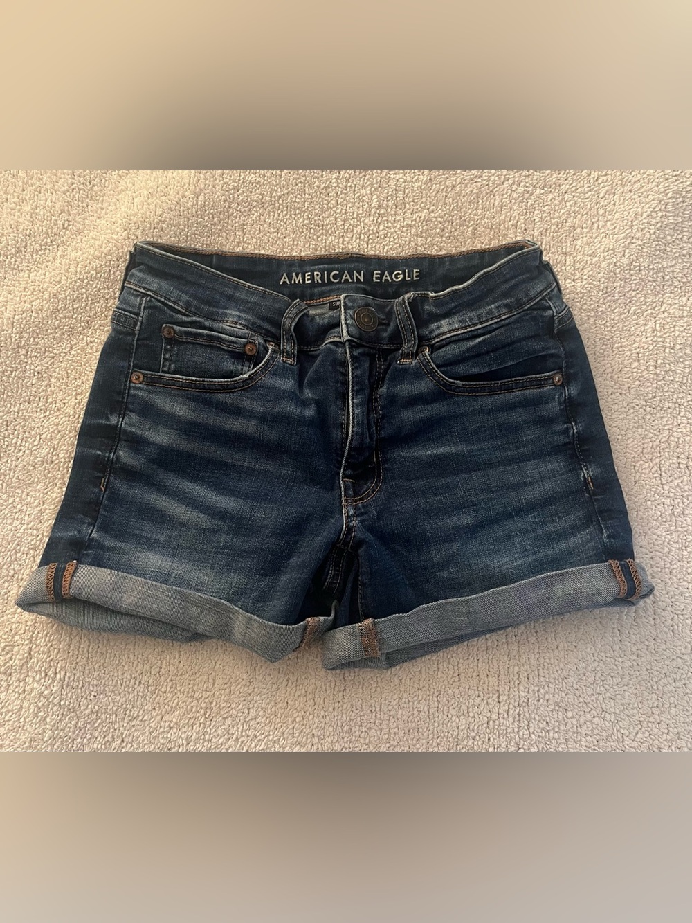 American Eagle Outfitters Dark Blue Denim Cuffed Women's Shorts Size 6